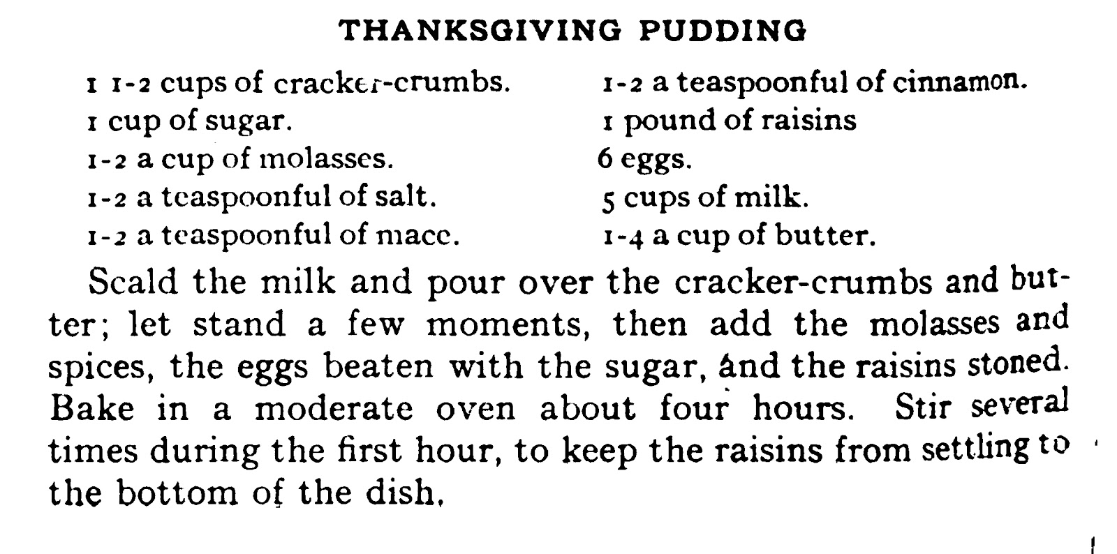Puddings: Thanksgiving Pudding from 1902
