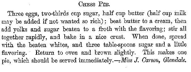 Old Fashioned Chess Pie Recipe from 1877